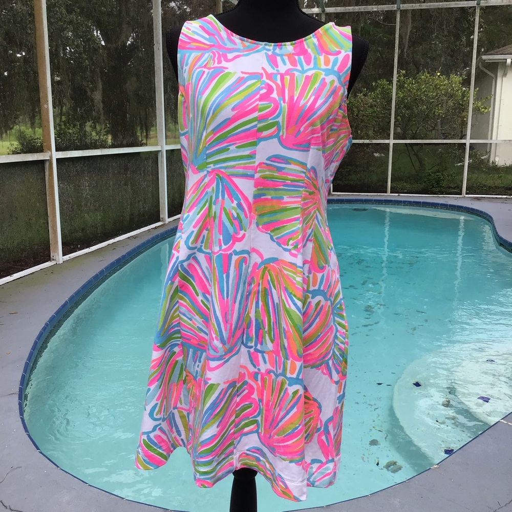 Lilly Pulitzer Multicolor Palm-Print Mini Dress (Pink, Green, Blue)